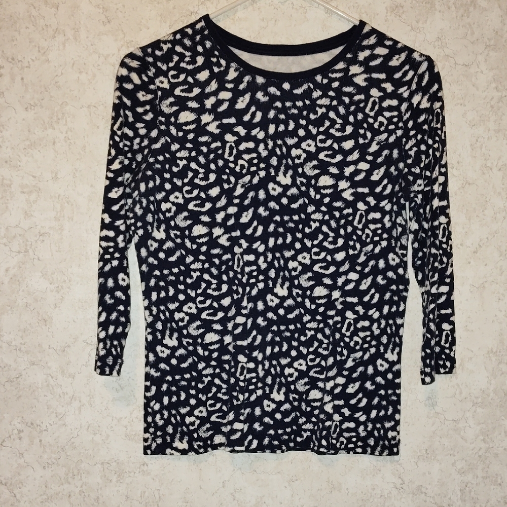 Black and Cream Fitted 3/4 Sleeve Blouse